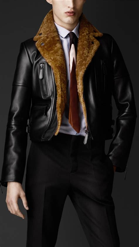 burberry brit shearling leather jacket|Burberry prorsum shearling jacket.